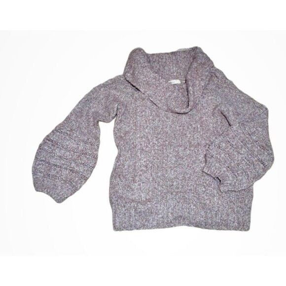 Anthropologie Sleeping on Snow Violet  Marled Off Shoulder Cowl Neck Sweater Lar - Picture 3 of 11